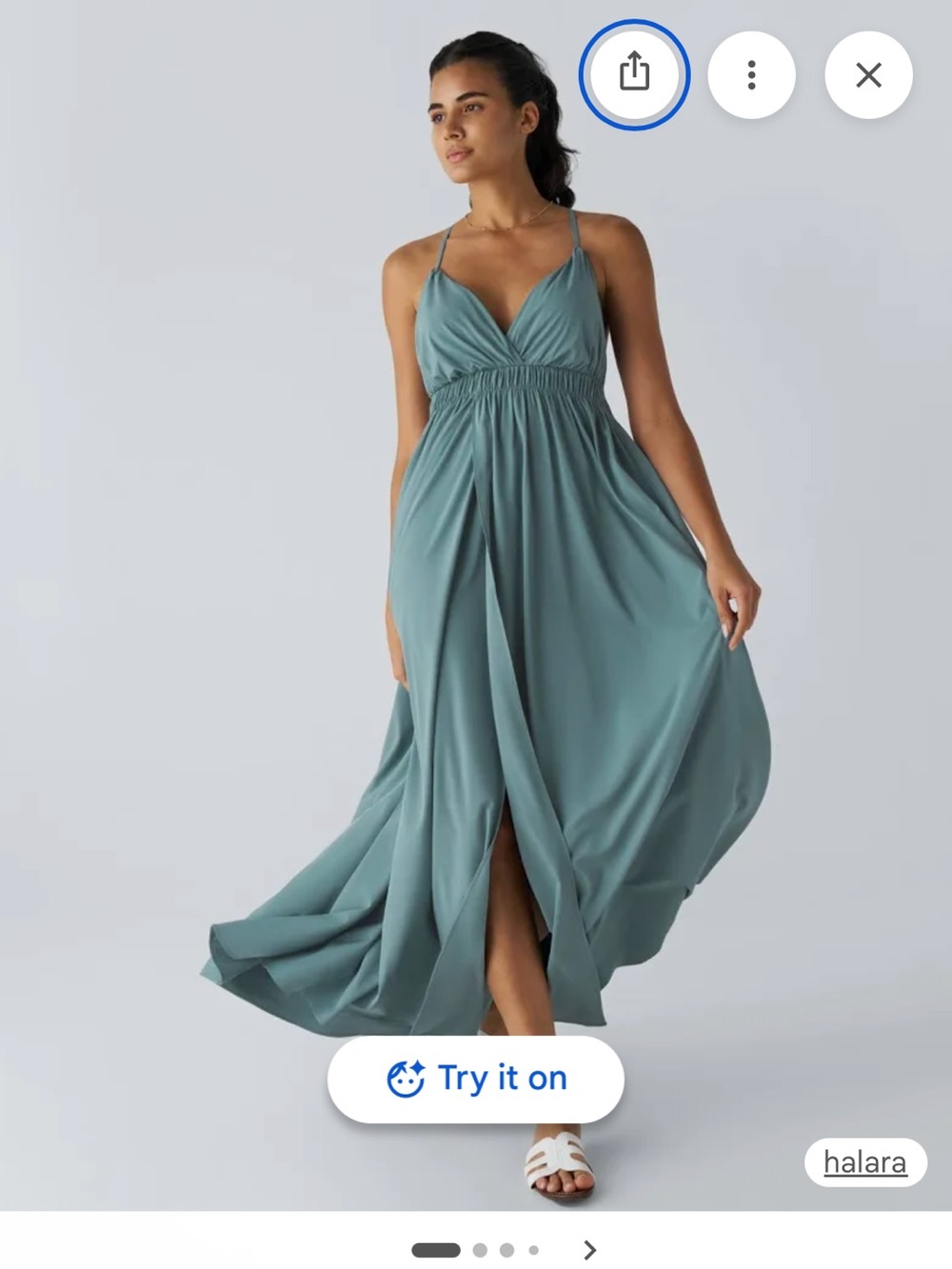 HALARA Teal V-Neck Spaghetti-Strap Maxi Dress